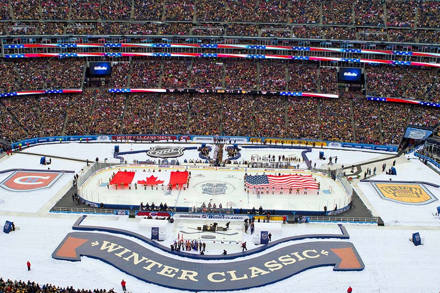 Das Giulette Stadion in Boston beim Winter Game der NHL.