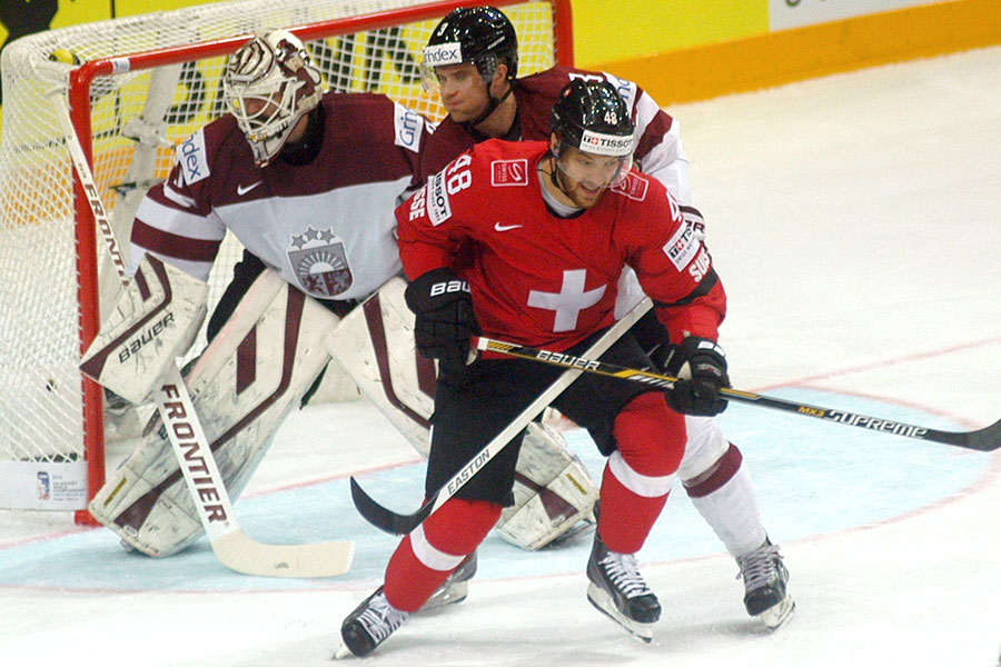 Spielszene Schweiz gegen Lettland.