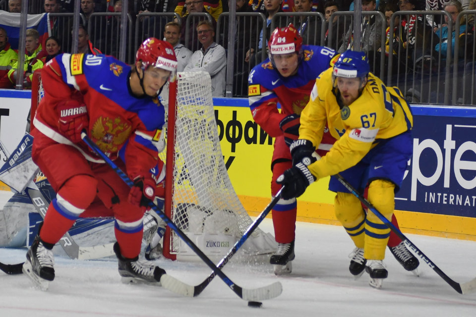 Spielszene Schweden gegen Russland. Spielszene Schweden gegen Russland.