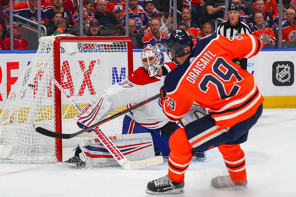 Leon Draisaitl trifft zum 2:1 fr Edmonton gegen Montreal.