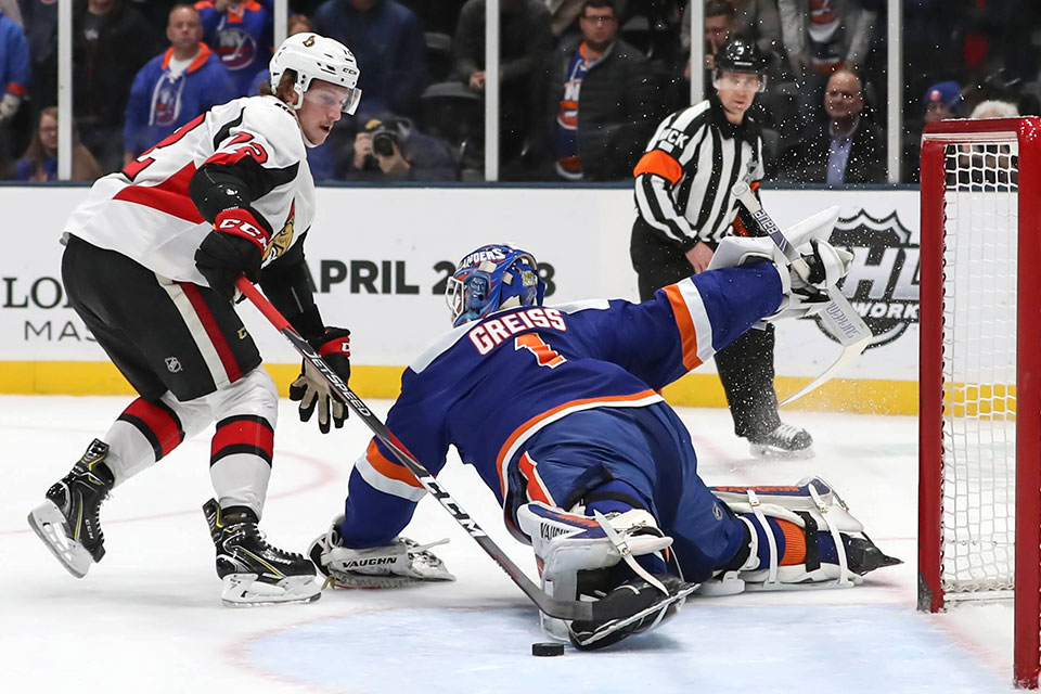 Thomas Greiss im Einsatz bei den beiden Spielen gegen Ottawa. Thomas Greiss im Einsatz bei den beiden Spielen gegen Ottawa.