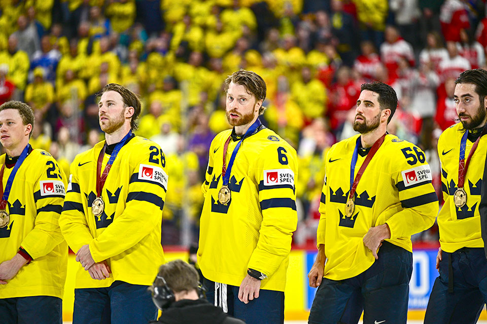 Lucas Raymond, Elias Lindholm, Adam Larsson, Erik Gustafsson und Mika Zibanejad.