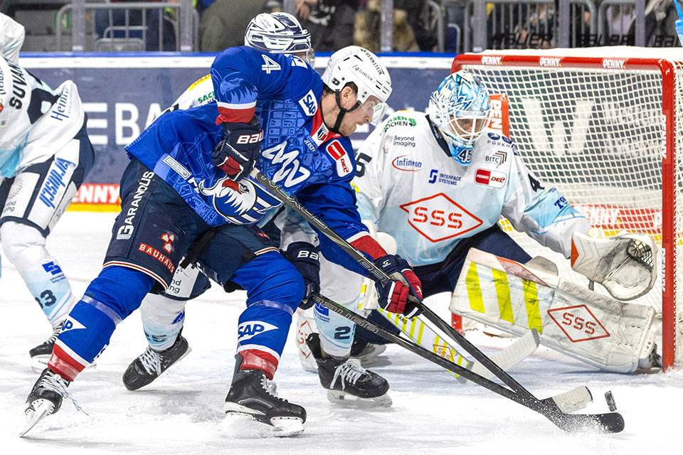 Spielszene Mannheim gegen Dresden.